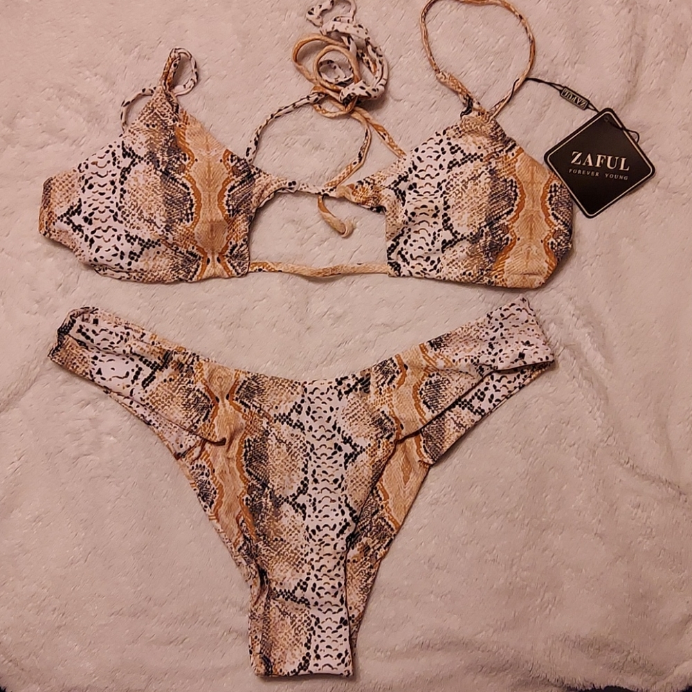 Zaful 2 piece snake print Bathing Suit